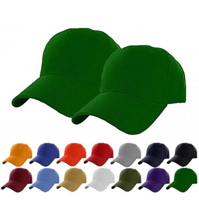 Baseball Caps Plain Adjustable Baseball Cap Classic Adjustable Hat Men Women Unisex Ballcap 6 Panels - Green/Pack 2 - CA192WM...