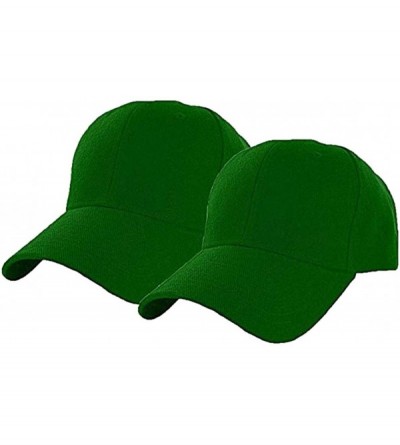 Baseball Caps Plain Adjustable Baseball Cap Classic Adjustable Hat Men Women Unisex Ballcap 6 Panels - Green/Pack 2 - CA192WM...