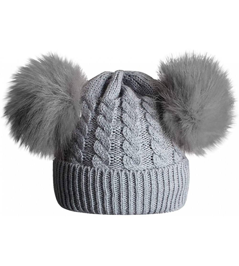 Skullies & Beanies Infant Toddler Baby Knitting Woolen Hat-2PCS Kid Hemming Keep Warm Winter Hiarball Cap Hat +Scarf Set - B-...