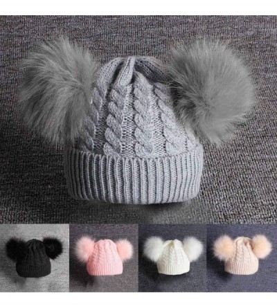 Skullies & Beanies Infant Toddler Baby Knitting Woolen Hat-2PCS Kid Hemming Keep Warm Winter Hiarball Cap Hat +Scarf Set - B-...