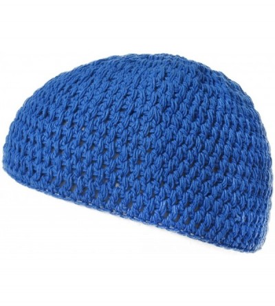 Skullies & Beanies Mens Cotton Beanie Skull Cap - Crochet Kufi Prayer Hat Knit Sensitive Skin Chemo - Blue - CT192750XYX $20.18