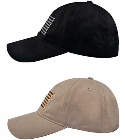 Baseball Caps Baseball Cap American Flag Hat Classic Adjustable Plain Hat 2 Pieces - Black+khaki - CZ1923ACD78 $26.75