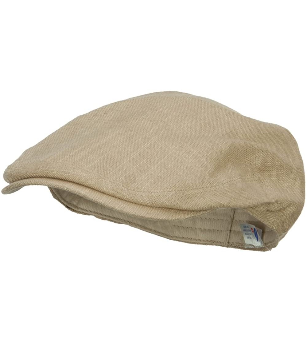 Newsboy Caps Men's Linen Summer Ivy Cap - Khaki - C011YAJEY7X $26.51