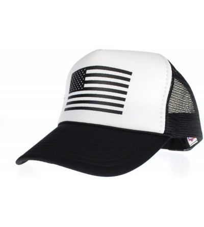 Baseball Caps American Flag Patriotic USA Classic 5 Panel Mesh Snap Back Trucker Hat - Black - CF11S4KH45T $11.65