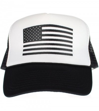 Baseball Caps American Flag Patriotic USA Classic 5 Panel Mesh Snap Back Trucker Hat - Black - CF11S4KH45T $11.65