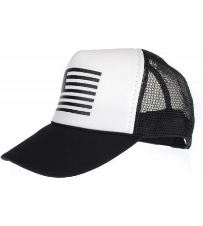 Baseball Caps American Flag Patriotic USA Classic 5 Panel Mesh Snap Back Trucker Hat - Black - CF11S4KH45T $11.65