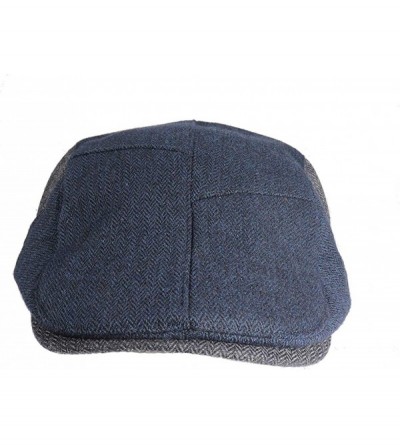 Newsboy Caps Men's Retro Peaked Cap Tweed Wool Newsboy Cabbie Caps Adjustable Beret - Blue - CR192563EEK $16.12