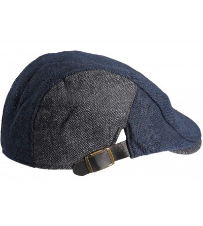 Newsboy Caps Men's Retro Peaked Cap Tweed Wool Newsboy Cabbie Caps Adjustable Beret - Blue - CR192563EEK $16.12