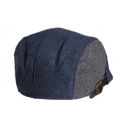 Newsboy Caps Men's Retro Peaked Cap Tweed Wool Newsboy Cabbie Caps Adjustable Beret - Blue - CR192563EEK $16.12