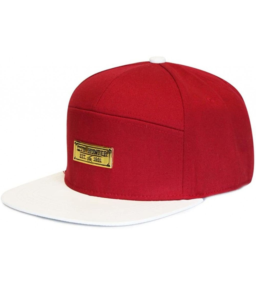 Baseball Caps Baseball 5 Panel Biker Hat - Cs290 Red/White - CK11WJW7DTP $14.20