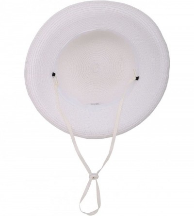 Sun Hats Womens Foldable UPF 50+ Structured Curved Wide Brim Bucket Straw Sun Hat - White - CP180ZG8XUG $14.07