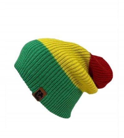 Skullies & Beanies Trendy Warm Soft Stretch Long Beanie - Rasta - CU18ZCNAXIH $11.28