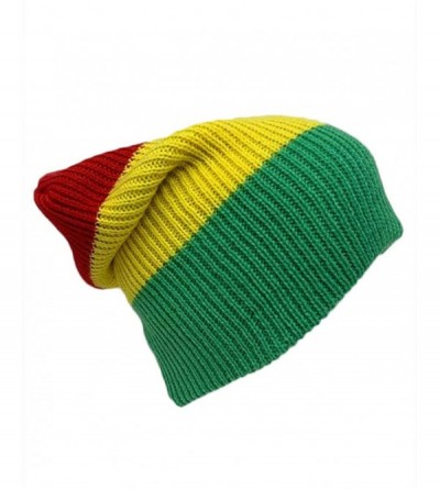 Skullies & Beanies Trendy Warm Soft Stretch Long Beanie - Rasta - CU18ZCNAXIH $11.28