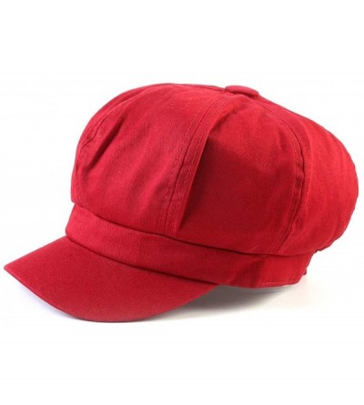 Newsboy Caps Summer Newsboy Cap Women 100% Cotton Plain Blank 8 Panel Gatsby Apple Cabbie Cap Hat - Wine - CE18WCIAAHO $8.18