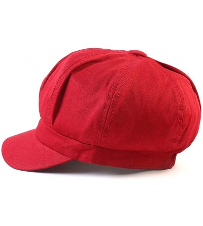 Newsboy Caps Summer Newsboy Cap Women 100% Cotton Plain Blank 8 Panel Gatsby Apple Cabbie Cap Hat - Wine - CE18WCIAAHO $8.18