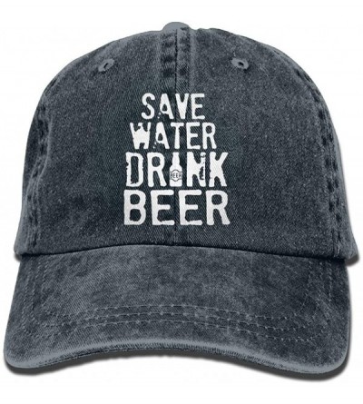 Baseball Caps Adult Fashion Sports Denim Baseball Save Water Drink Beer Classic Dad Hat Adjustable Plain Cap - Navy - CO18LZM...