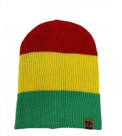 Skullies & Beanies Trendy Warm Soft Stretch Long Beanie - Rasta - CU18ZCNAXIH $11.28