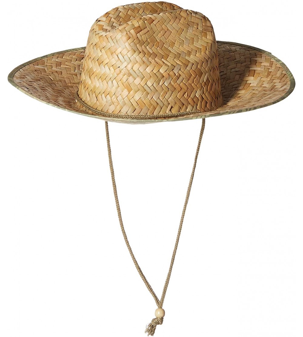 Sun Hats Men's Straw Lifeguard Hat with Adjustabel Chin Cord - Olive - CX189XSHU77 $25.70