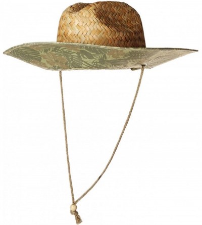 Sun Hats Men's Straw Lifeguard Hat with Adjustabel Chin Cord - Olive - CX189XSHU77 $25.70