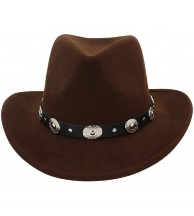 Cowboy Hats Men & Women's Felt Wide Brim Western Cowboy Hat - Coffee - C318H82A7GH $17.47