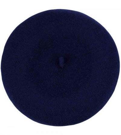 Berets French Style Lightweight Casual Classic Solid Color Wool Beret - Navy - CP11NIY705P $7.77