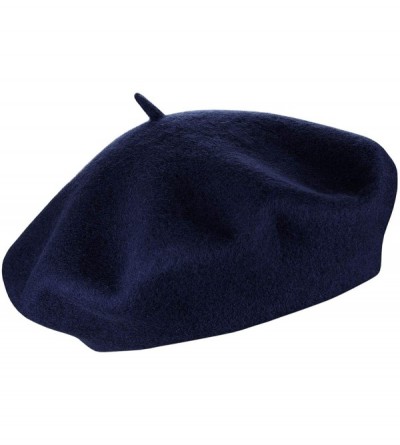 Berets French Style Lightweight Casual Classic Solid Color Wool Beret - Navy - CP11NIY705P $7.77