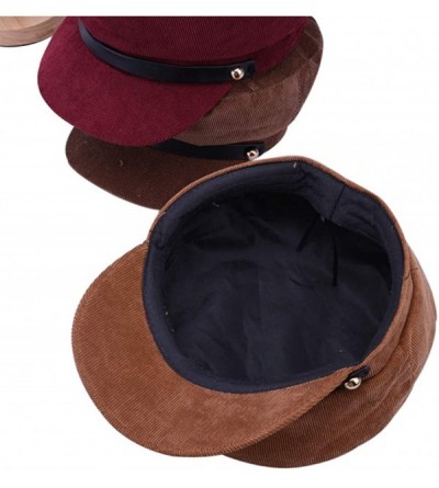 Newsboy Caps Womens Casual Cap Cotton Fisherman Hat Fashion Newsboy Cabbie Cap for Ladies Big Girls(Black) - Wine Red - CZ18K...