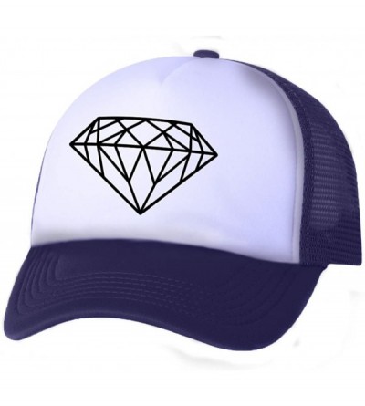 Baseball Caps Diamond Truckers Mesh Snapback hat - White/Navy - CX11NKH1PZV $38.95