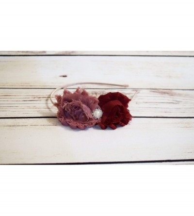 Headbands Handcrafted Dusty Rose and Burgundy Flower Headband - CH184H0E59S $31.52