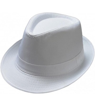 Fedoras Men's Fedora Hat Classical Felt Jazz Cap Brim Costume Party Headwear - White - CJ187LN9QDX $11.46