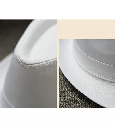 Fedoras Men's Fedora Hat Classical Felt Jazz Cap Brim Costume Party Headwear - White - CJ187LN9QDX $11.46