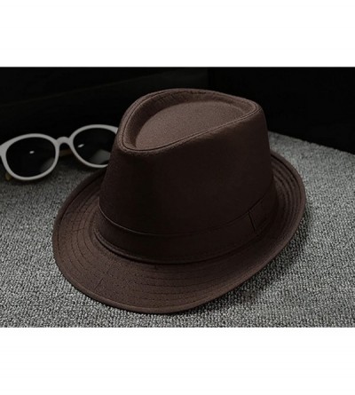 Fedoras Men's Fedora Hat Classical Felt Jazz Cap Brim Costume Party Headwear - White - CJ187LN9QDX $11.46