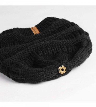 Skullies & Beanies Winter Slouchy Beanie Hats Women Fleece Lined Warm Ski Knitted Pom Pom Hat - 01-black - C418UKST9QK $13.32
