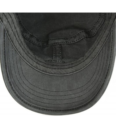 Newsboy Caps Washed Cotton Military Caps Cadet Army Caps Unique Design Vintage Flat Top Cap - Black - CW185ES24XS $12.70