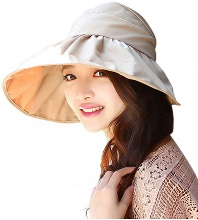 Sun Hats Womens Foldable Anti UV Sun Hat Cap Big Brim Floppy Travel Beach Bucket Hat UPF50+ - Khaki - CX11ZPG6FDH $11.71