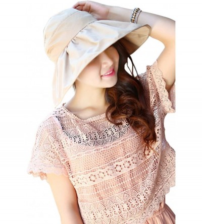 Sun Hats Womens Foldable Anti UV Sun Hat Cap Big Brim Floppy Travel Beach Bucket Hat UPF50+ - Khaki - CX11ZPG6FDH $11.71