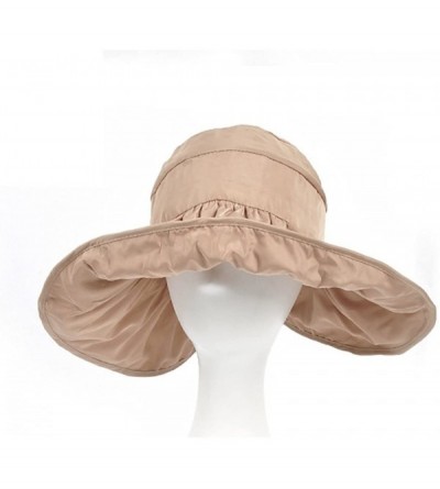 Sun Hats Womens Foldable Anti UV Sun Hat Cap Big Brim Floppy Travel Beach Bucket Hat UPF50+ - Khaki - CX11ZPG6FDH $11.71