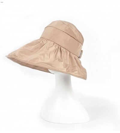 Sun Hats Womens Foldable Anti UV Sun Hat Cap Big Brim Floppy Travel Beach Bucket Hat UPF50+ - Khaki - CX11ZPG6FDH $11.71