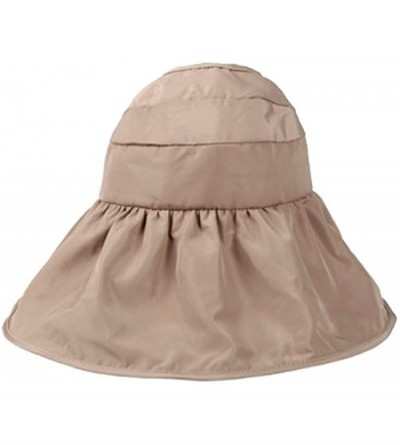 Sun Hats Womens Foldable Anti UV Sun Hat Cap Big Brim Floppy Travel Beach Bucket Hat UPF50+ - Khaki - CX11ZPG6FDH $11.71