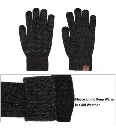 Skullies & Beanies Men's Winter Beanie Hat & Button Scarf & Touchscreen Gloves 3 Pieces Warm Knitted Set for Men - Gray - CK1...