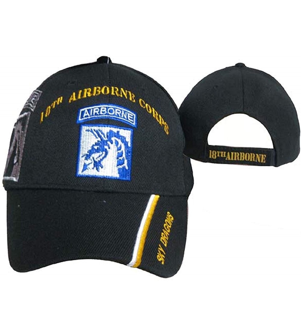 Baseball Caps U.S 18th Airborne Corps Sky Dragons Shadow Licensed Embroidered Cap Hat Black - CT189YMDQE8 $14.29