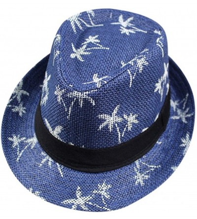 Sun Hats Womens Sun Hat Floppy Foldable Ladies Women Maple Leaf Straw Beach Summer Hat Cap - Blue - CA18IQ7IGCH $11.19