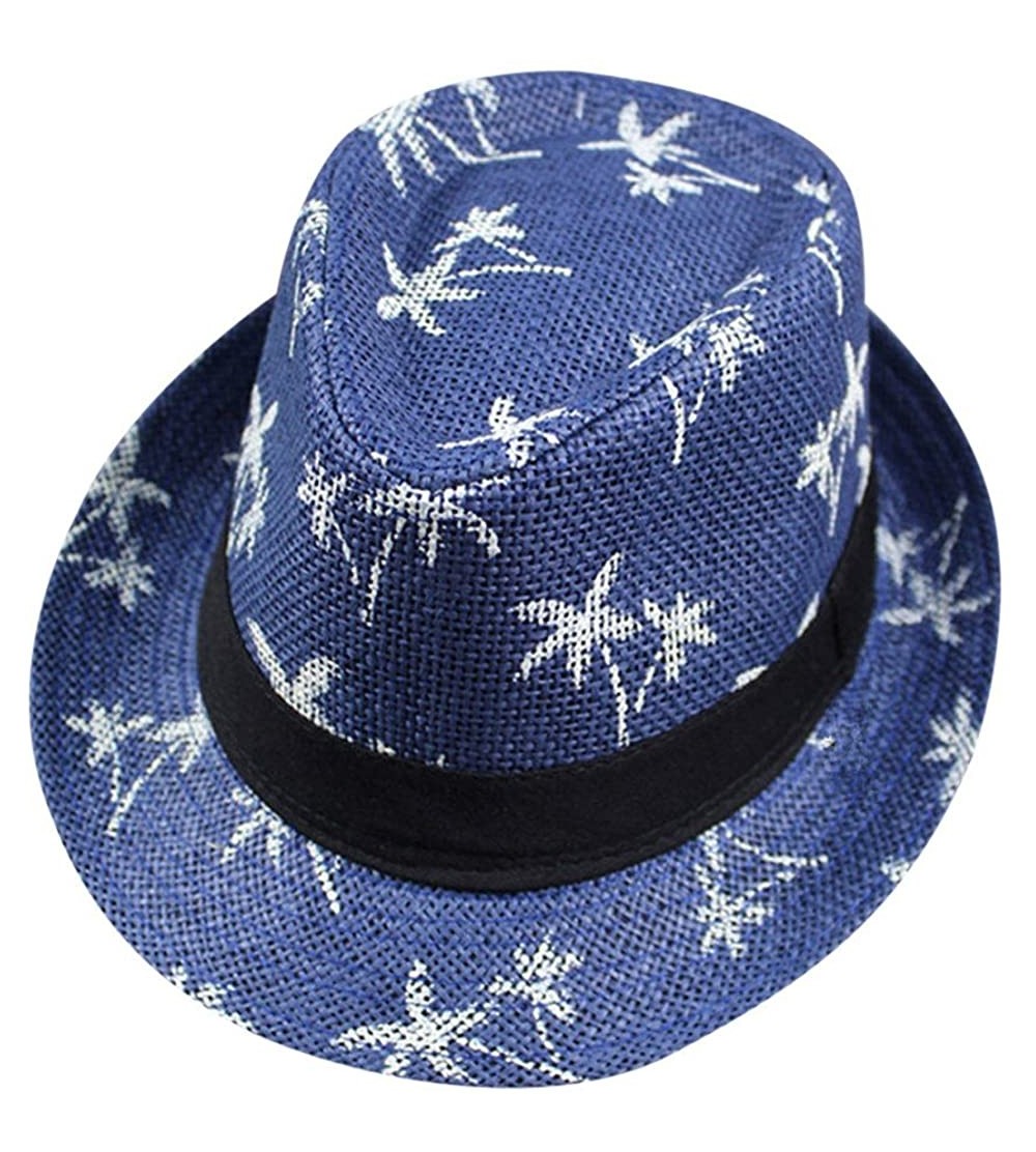 Sun Hats Womens Sun Hat Floppy Foldable Ladies Women Maple Leaf Straw Beach Summer Hat Cap - Blue - CA18IQ7IGCH $11.19