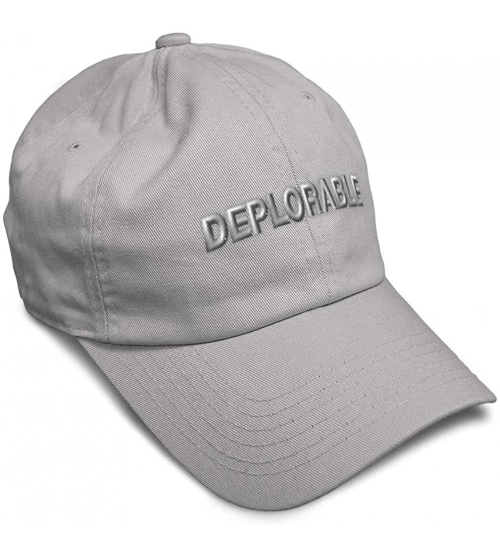 Baseball Caps Custom Soft Baseball Cap Destruction Word Deplorable A Embroidery Twill Cotton - Light Grey - CN195Q47M38 $14.80