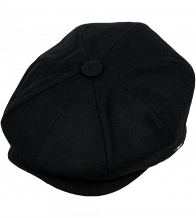 Newsboy Caps Men's Classic 8 Panel Wool Blend newsboy Snap Brim Collection Hat - Black - C41289GJZSV $68.26