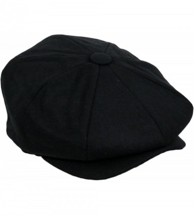 Newsboy Caps Men's Classic 8 Panel Wool Blend newsboy Snap Brim Collection Hat - Black - C41289GJZSV $38.55