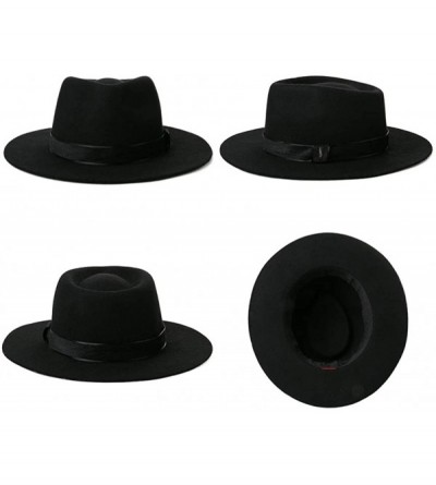 Fedoras Hand Made 100% Wool Felt Gents Teardrop Fedora Trilby Derby Hat with Wide Band Crushable for Travel - 99735black - CB...