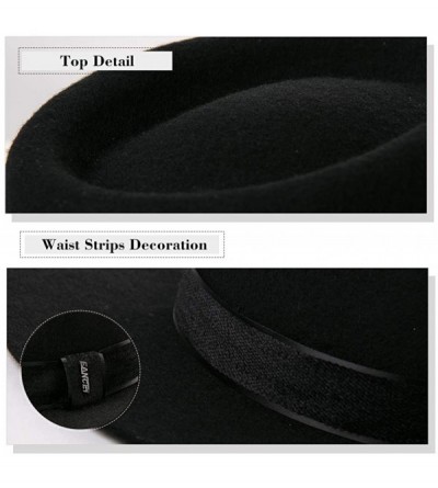 Fedoras Hand Made 100% Wool Felt Gents Teardrop Fedora Trilby Derby Hat with Wide Band Crushable for Travel - 99735black - CB...