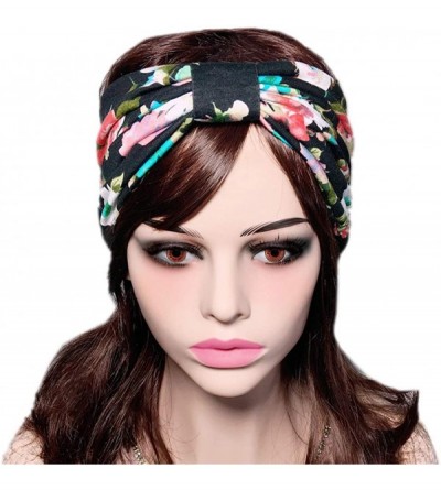 Headbands Bohemain Flower Printed Hairband Absorbent Sweatbands for Sports or Fashion - Hand Dyed - CP182H6NH5H $9.74