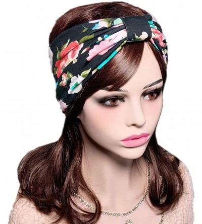 Headbands Bohemain Flower Printed Hairband Absorbent Sweatbands for Sports or Fashion - Hand Dyed - CP182H6NH5H $9.74